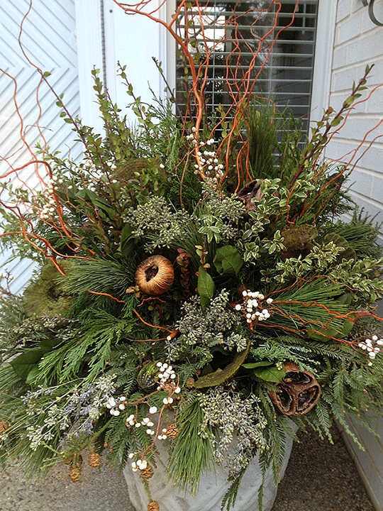 Winter pot in neutrals, pretty for Fall / Thanksgiving, and