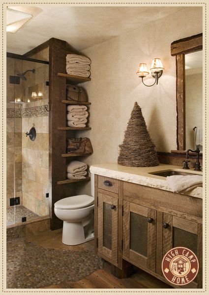 Rustic Small Bathroom Wood Decor Design