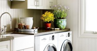 pale gray cabinets in laundry room | laundry rooms | Laundry room