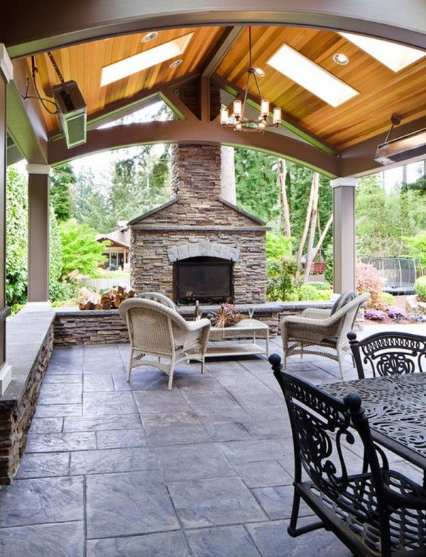 Gazebo with Fire Pit | The Ultimate Stamped Concrete Patio Design