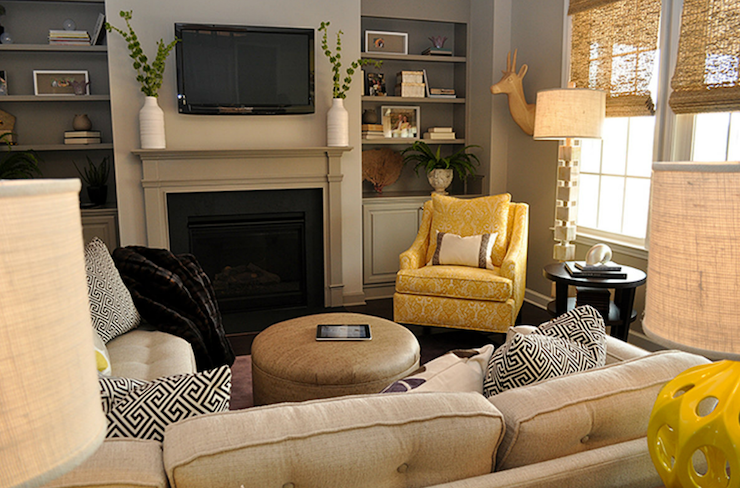 Yellow and Gray Living Room - Transitional - living room - Lucy and