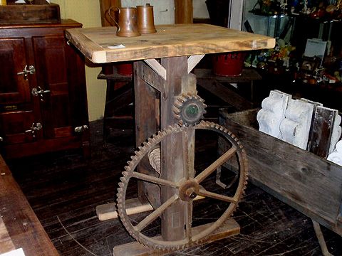 Industrial Wood and Metal Crank Table - Hudson Goods Blog