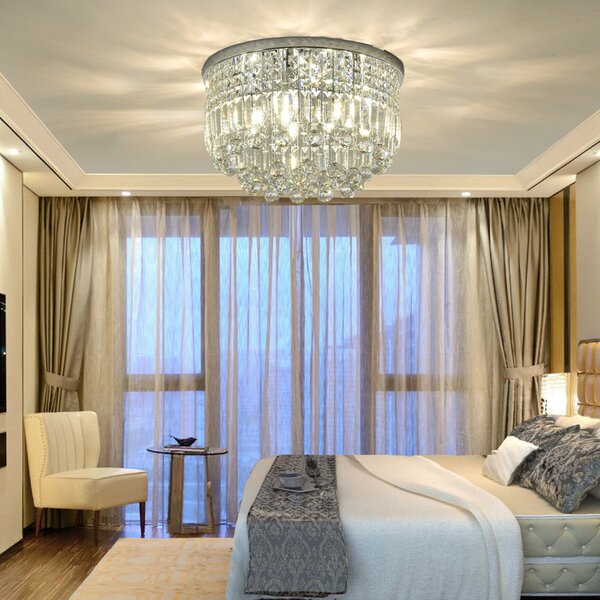 bedroom with chandelier