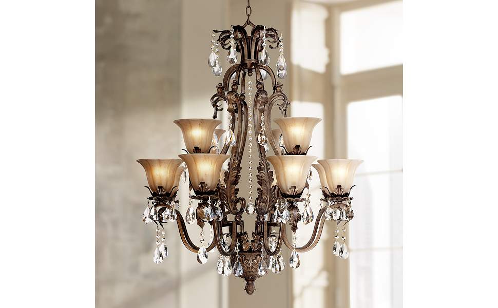 Bronze chandelier with crystals