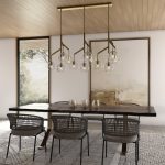 Chandeliers in a modern dining room