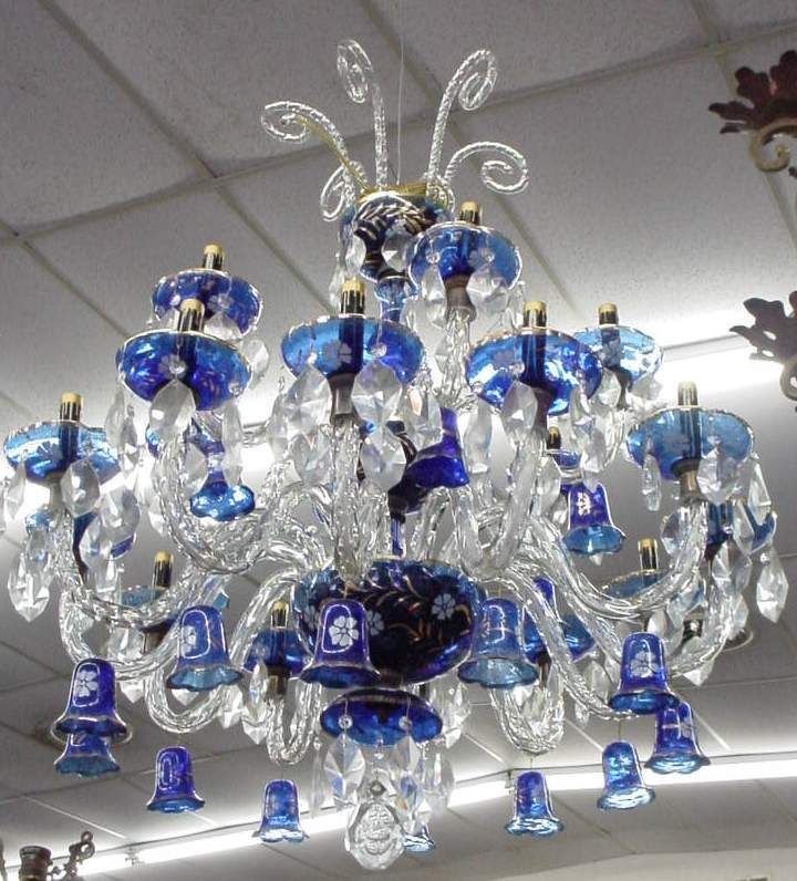 Crystal blue chandelier