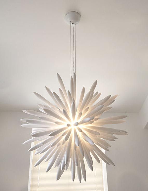 Home lighting with a modern white
  chandelier