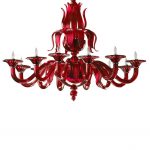 Designer red chandeliers