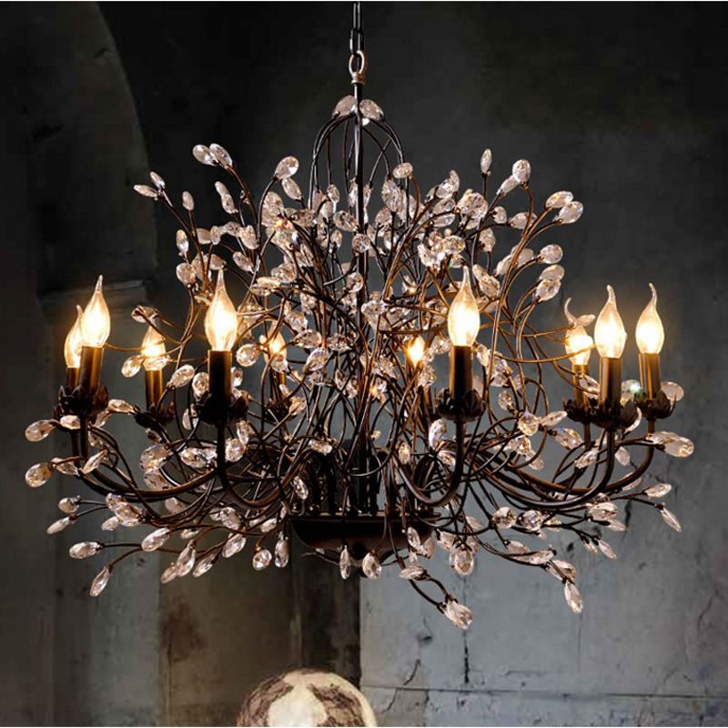 Iron chandelier with crystals