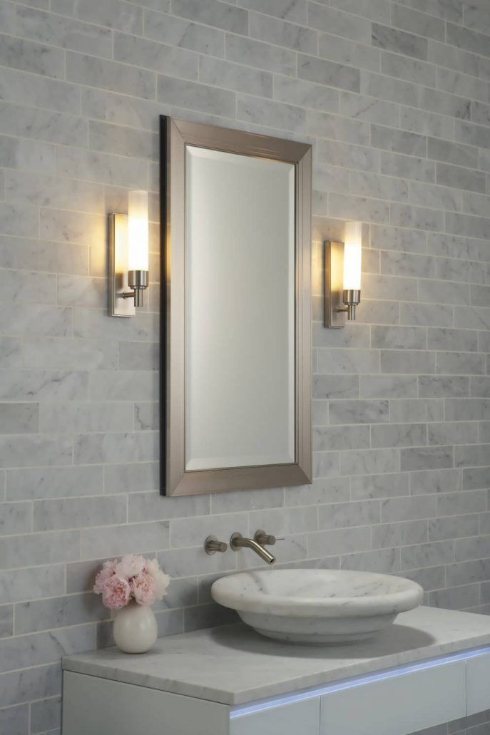 Mirrors and bathroom wall lamps for small
  bathrooms