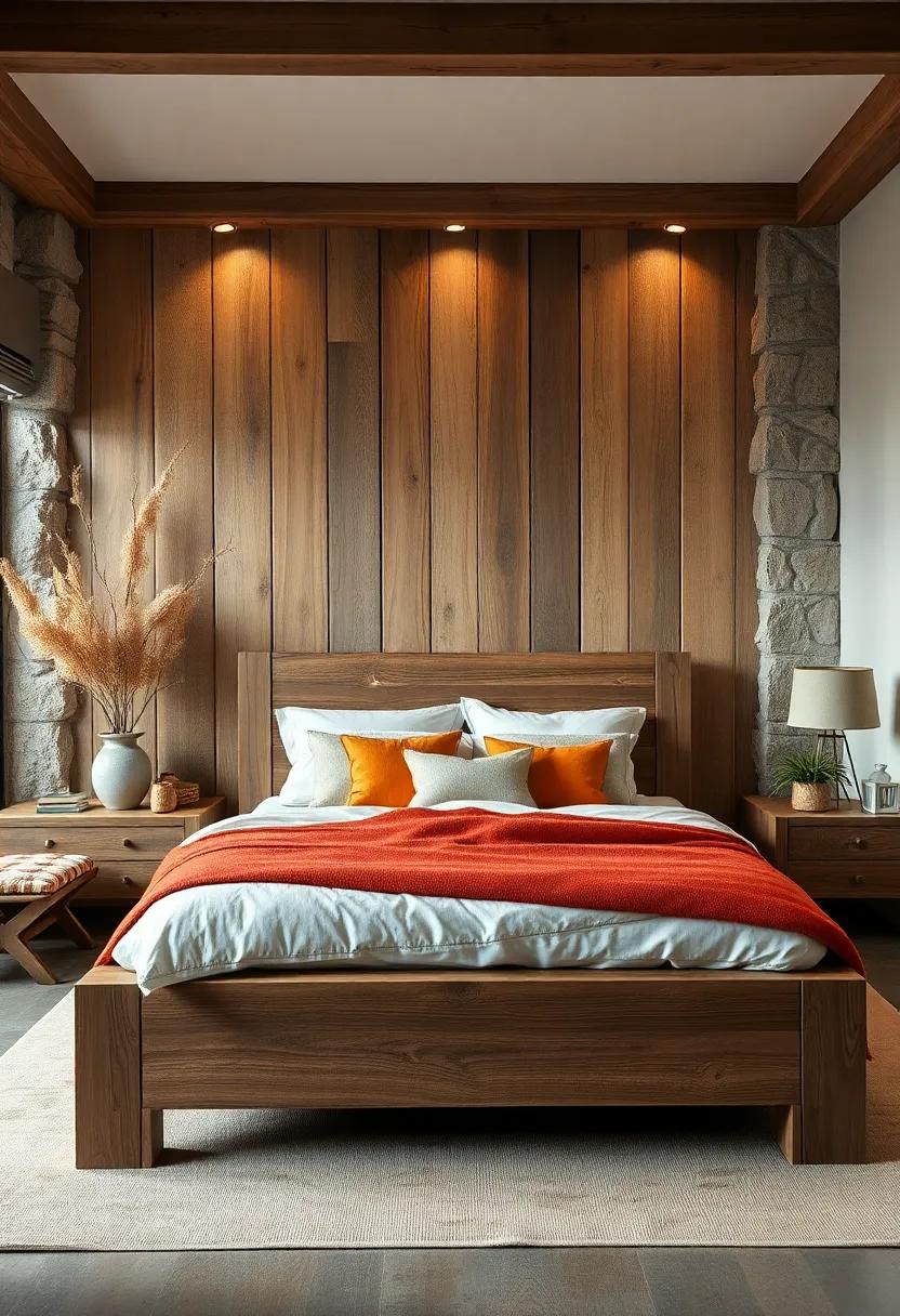 Handcrafted Barnwood Bed Frames Showcasing Raw Textures and Vintage Craftsmanship Details