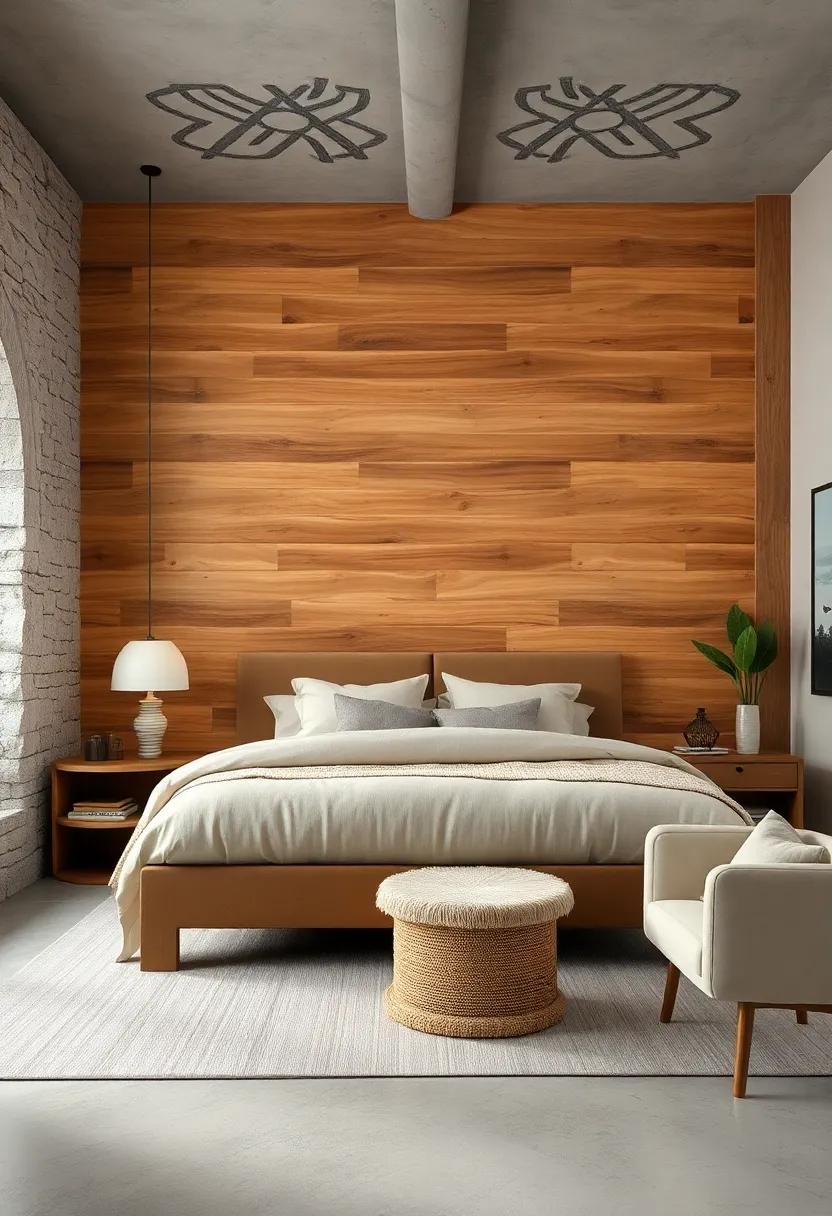 Rustic Barnwood Walls Paired with Soft Textiles Creating a Cozy, Inviting Bedroom Ambiance