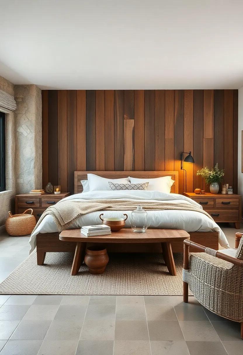 Soft Linen Bedding Against Strong Barnwood Backdrops Creating Harmonious Contrast and Comfort