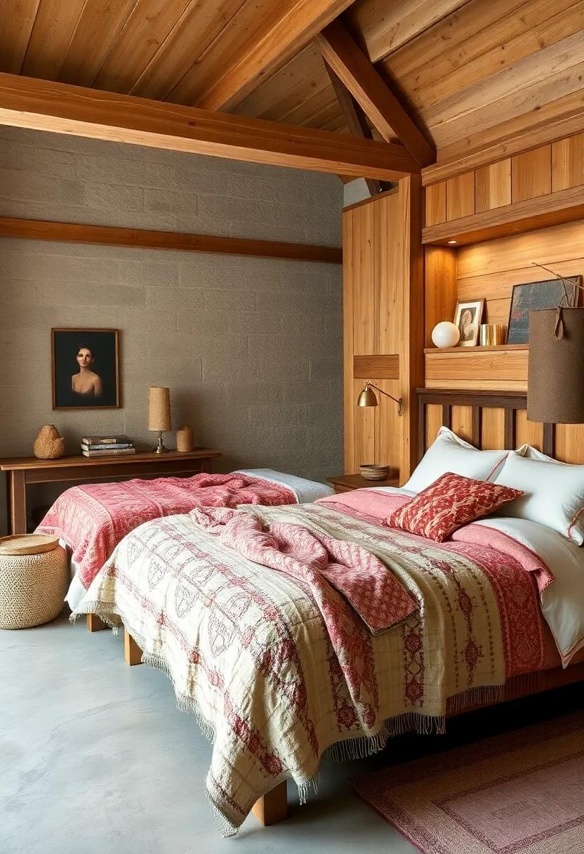 Tactile Handmade Quilts Draped Over Wood Beds for a Warm and Nostalgic Feel