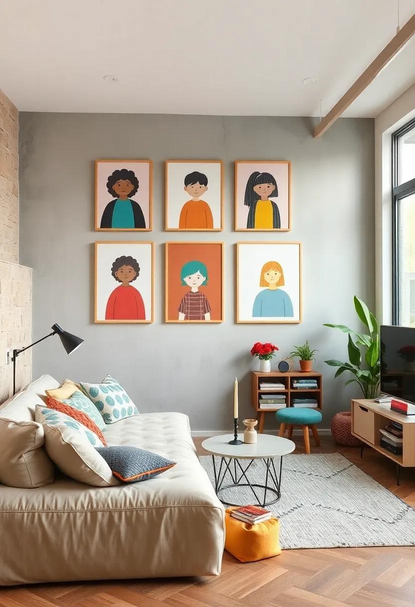 A Gallery Wall With Diverse Art Prints That Celebrate Individuality And Encourage Inclusion For Kids