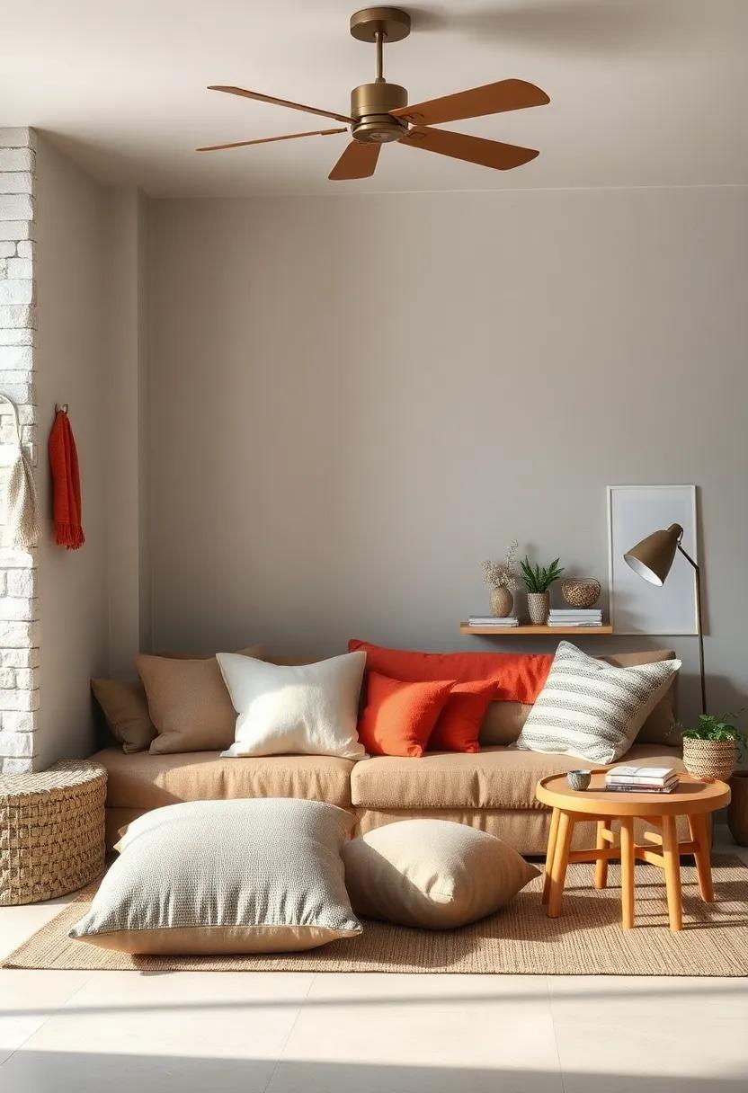 Soft Cushions Styled In Muted Tones Offering Cozy Corners For Rest And Story Time Without Gender Bias