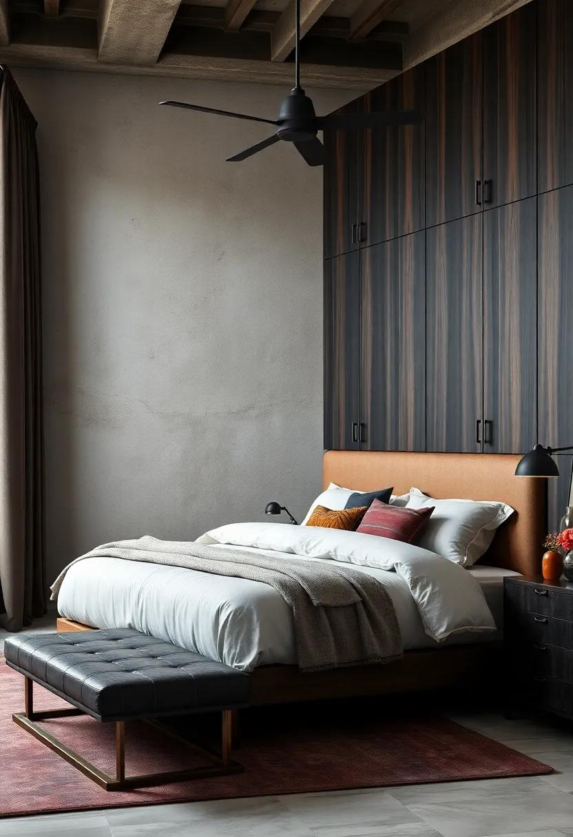 The Allure of Matte Black Hardware Blending Seamlessly with Dark Wood to Enhance Bedroom Cabinetry