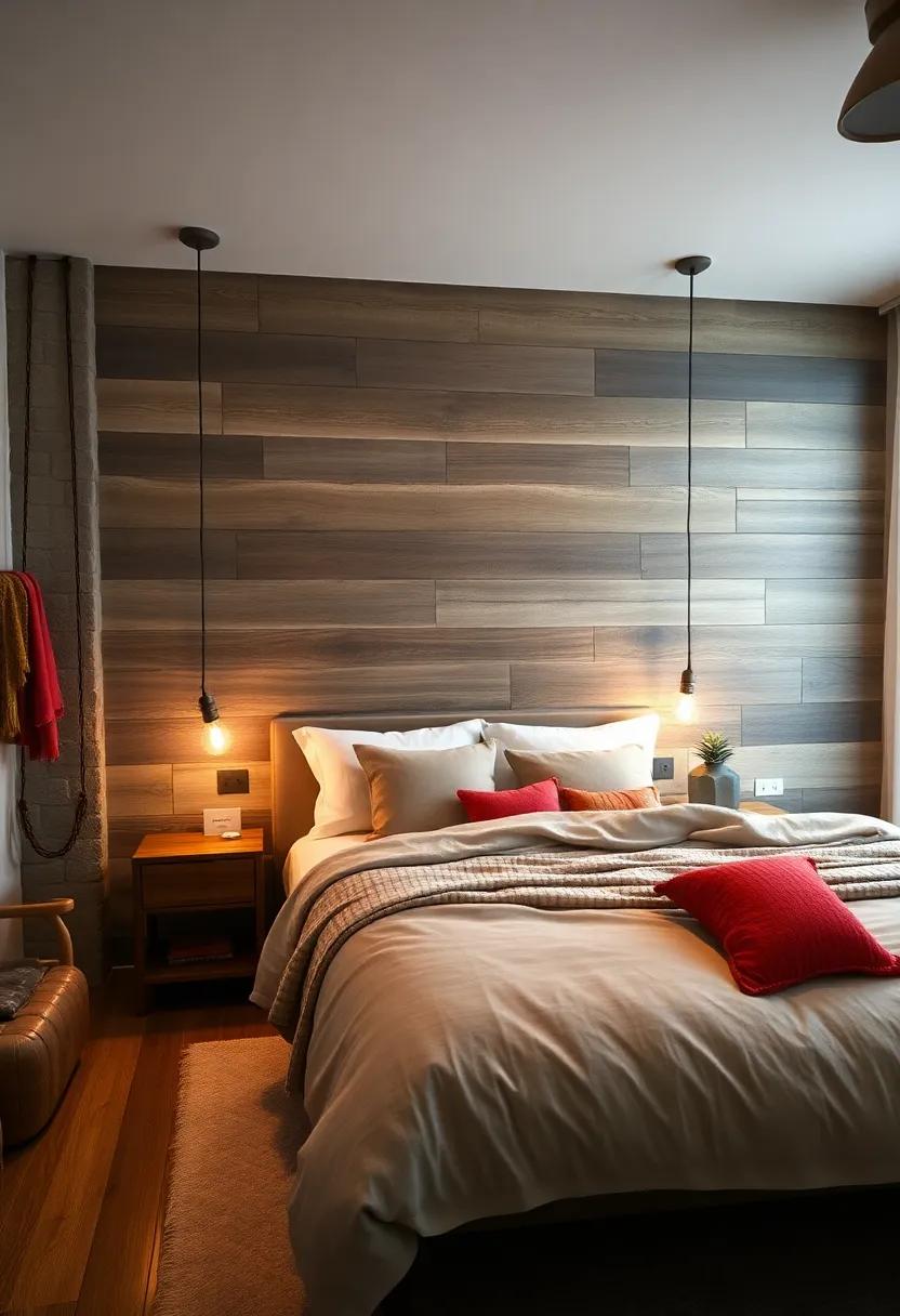 Layered Lighting Combining Edison Bulbs and Reclaimed Wood Fixtures in Rustic Bedrooms
