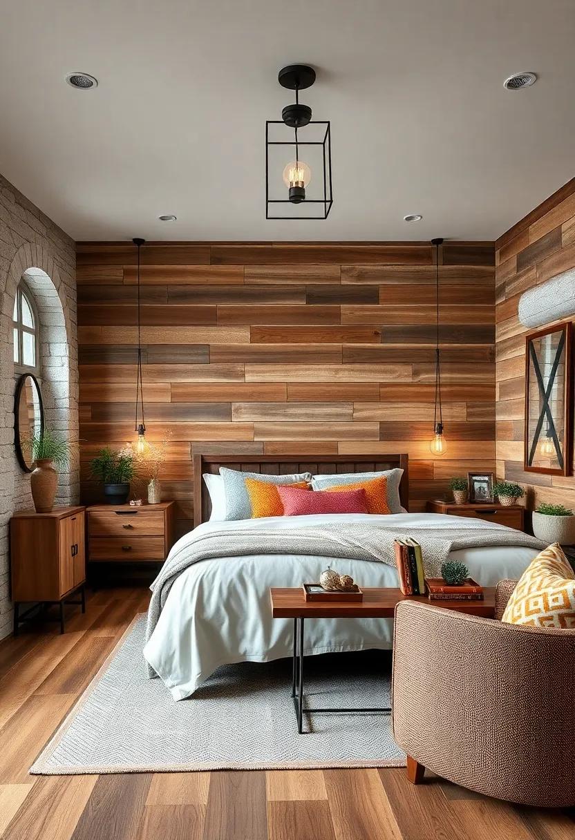Cozy Bedroom Nooks Highlighting Reclaimed Barn Wood Walls and Vintage Lantern Lighting