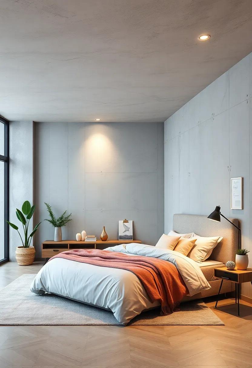 Sleek LED Fixtures Casting Soft Glows Over Minimalist Bedroom Decor