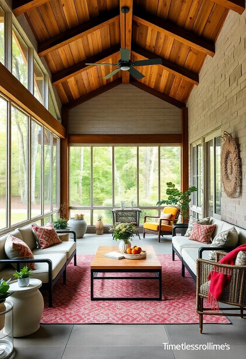 Timeless Charm: Designing a Screened Porch with Sturdy Wooden Beams