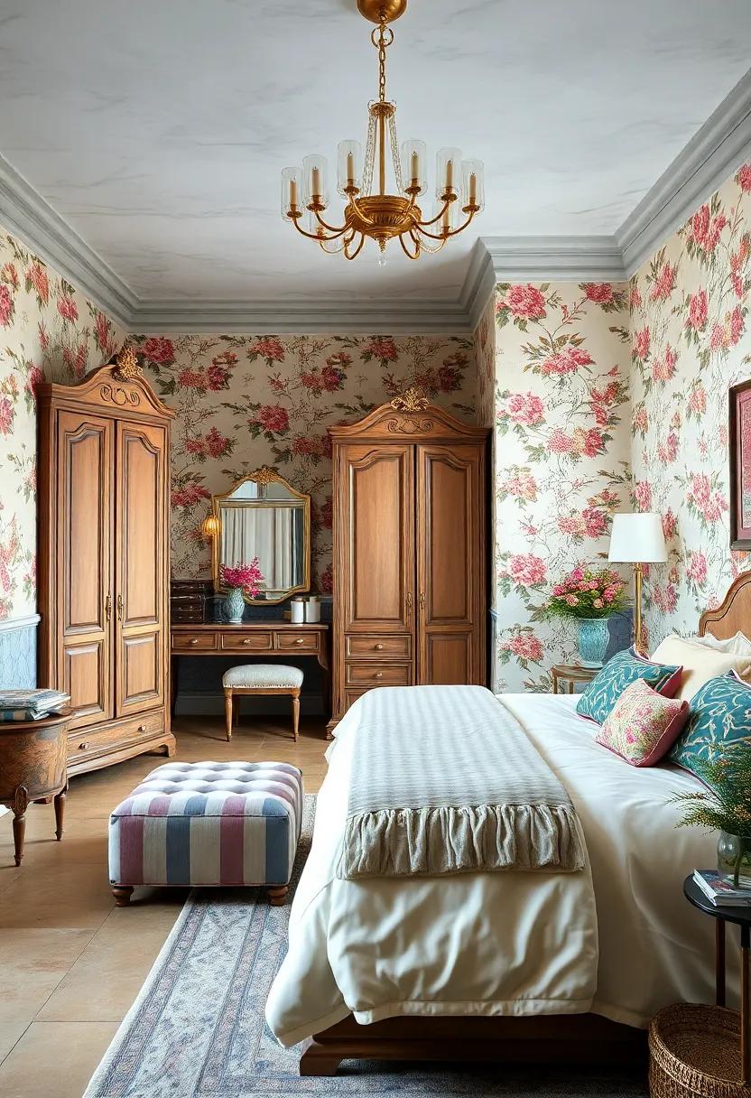 Art Deco Inspired Dressing Area with Mirrored Closets, Geometric Patterns, and Sleek Metallic Fixtures for Boutique Vibes