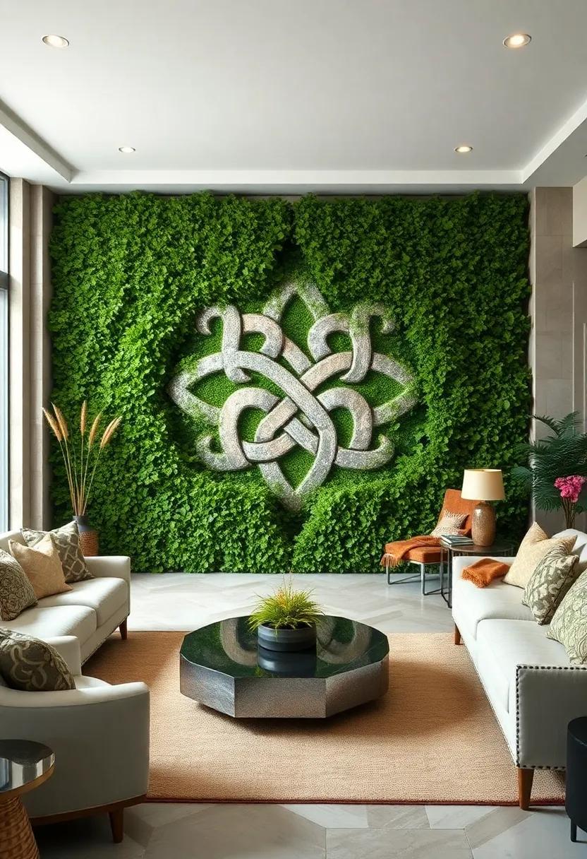 Mystical Celtic Knots Woven Seamlessly Into Lush Green Hedges Embracing Traditional Garden Design