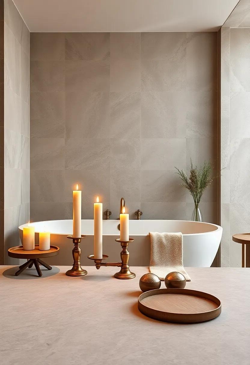 Vintage Brass Candle Holders Fostering a Warm, Intimate Ambiance in a Luxurious Setting