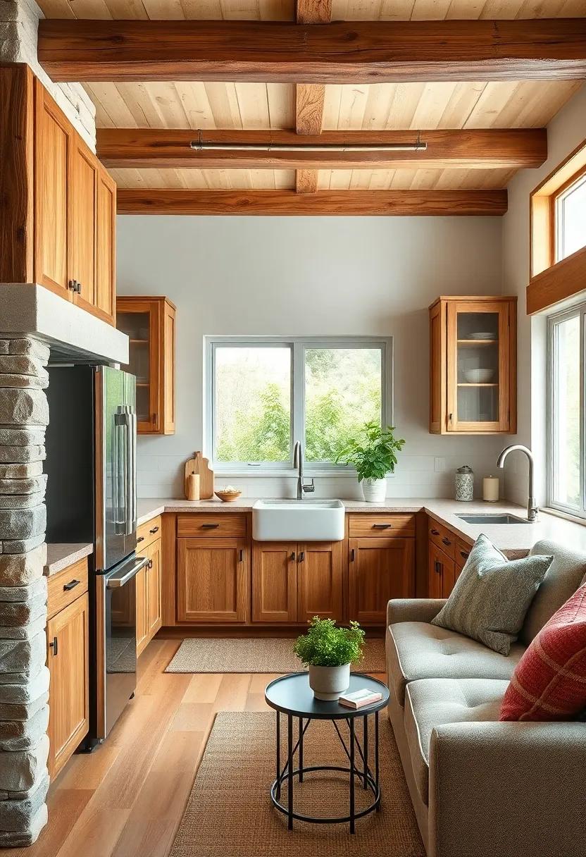 Rustic Wooden Cabinets Paired With Modern Stainless Steel Appliances For A Harmonious Blend