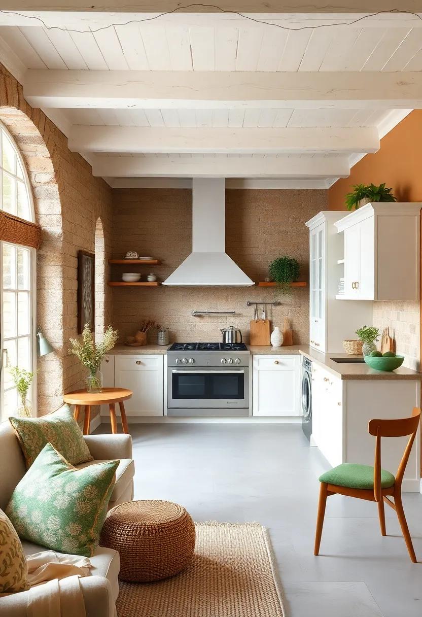 Warm Earth-Toned Walls Contrasted With Crisp White Woodwork and Subtle Green Accents