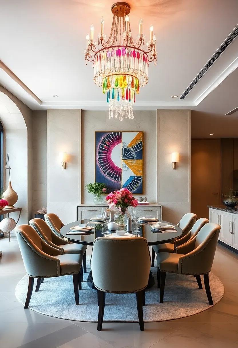 The Influence of Colored Crystal Chandeliers Infusing Dining Rooms with Unique Vibrance and Sophistication