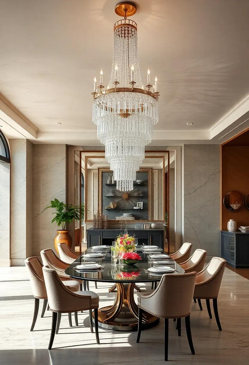 The Play of Light and Crystal Reflections Creating a Majestic Dining Atmosphere