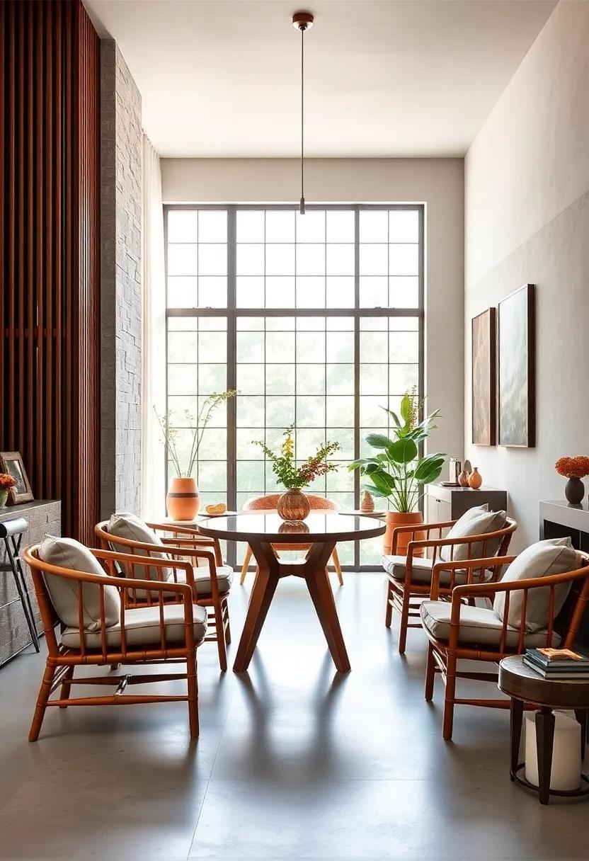 Japanese Inspired Dining Chairs Featuring Low Profiles, Natural Bamboo Materials, and Simple Elegant Cushions