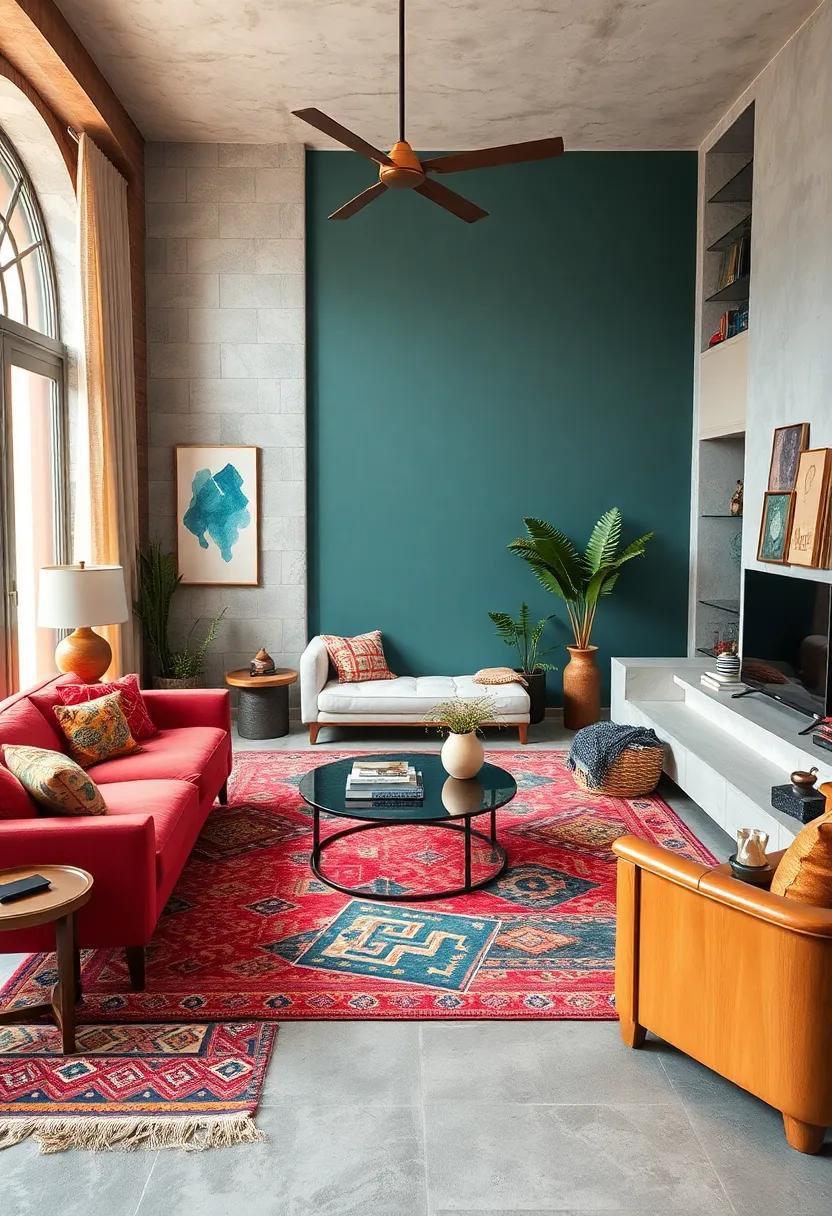 Selecting Area Rugs with Ethnic Patterns and Multicolor Weaves to Anchor the Eclectic Theme