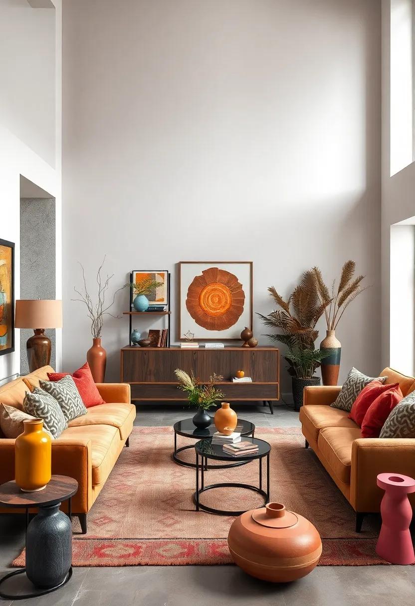 Displaying Eclectic Collections of Decorative Objects with Varied Shapes and Rich Color Finishes