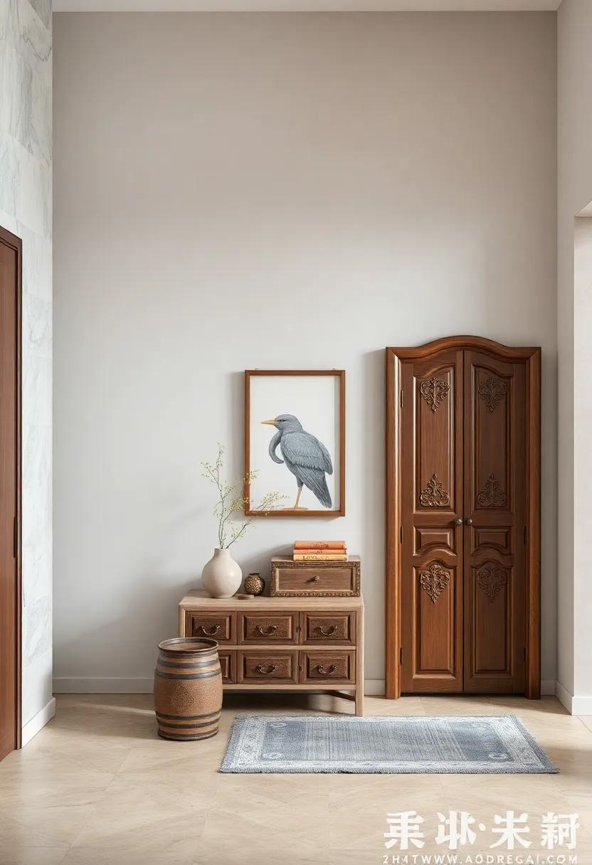 Traditional Entryway Cabinets with Carved Details Embodying Elegance and Heritage Style