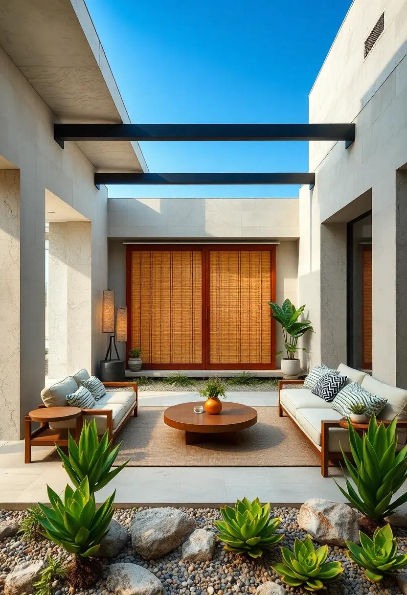 Elevated Zen Corners with Bamboo Screens and Tatami Mats Surrounded by Succulent Gardens