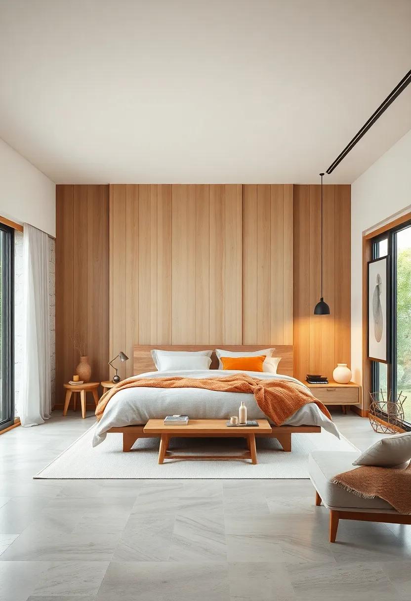 Tranquil Bedroom Spaces Featuring Natural Wood Tones and Minimalist Japanese-Inspired Furniture
