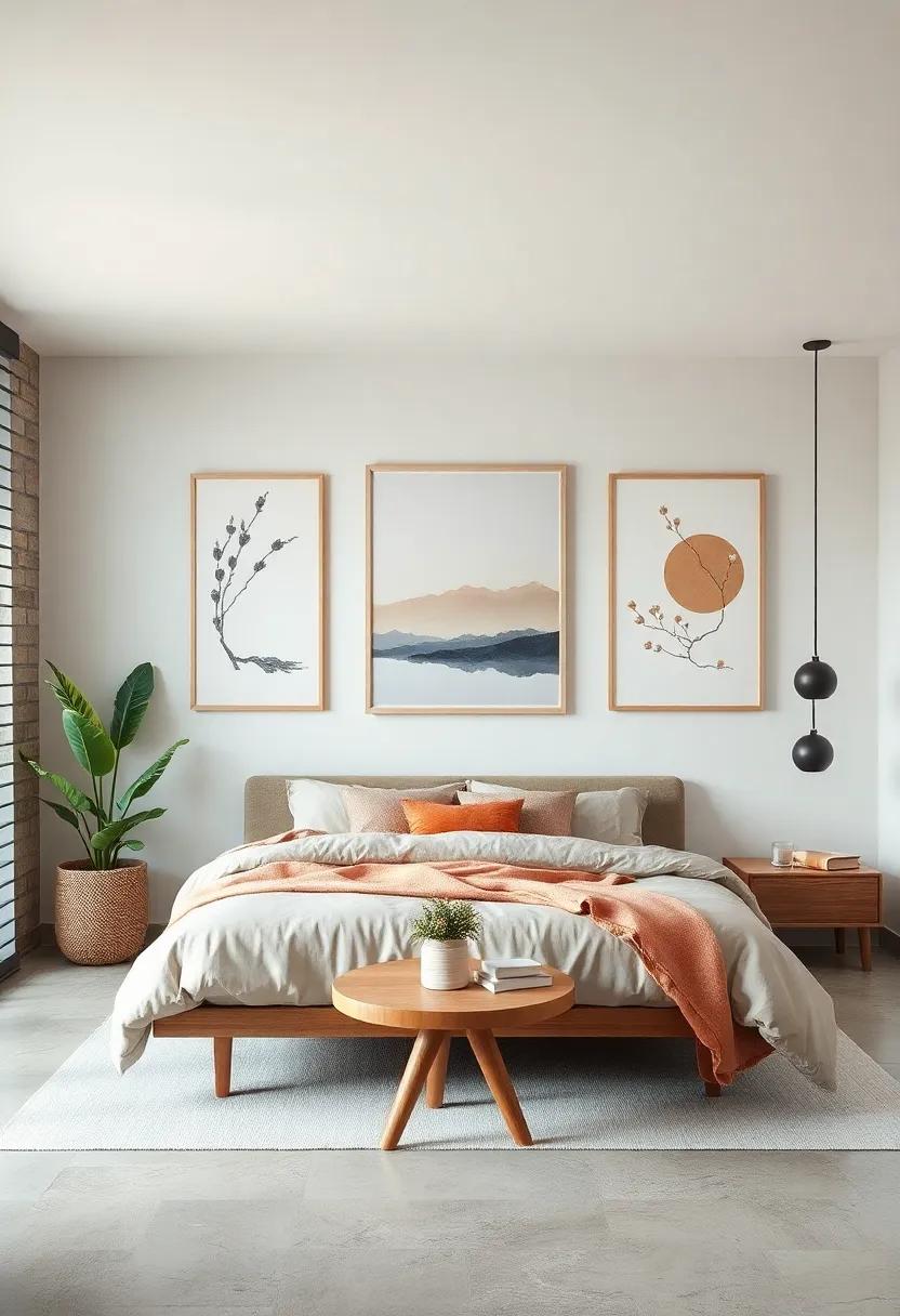 Minimalist Artwork Featuring Japanese Brush Strokes Paired With Scandinavian Abstract Prints for Visual Harmony