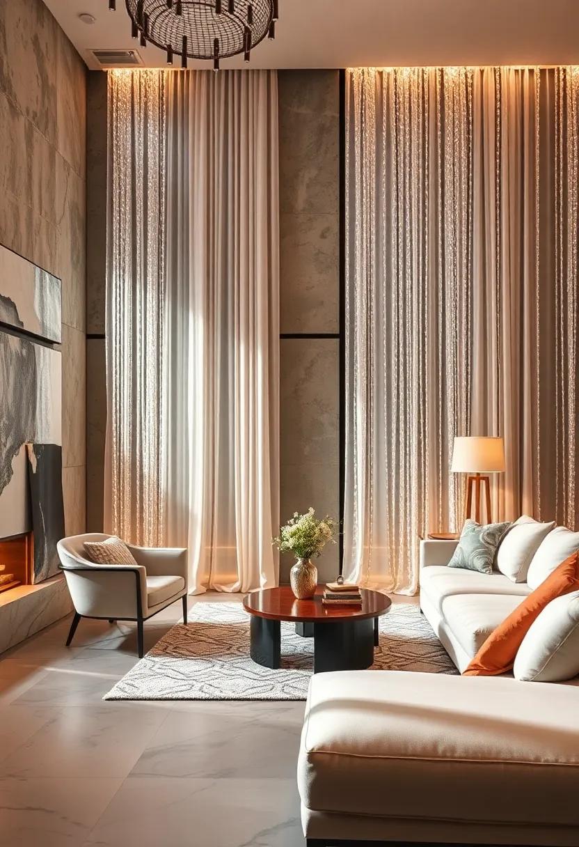 Delicate Crystal Bead Curtains Catching and Dispersing Light Into Sparkling Patterns