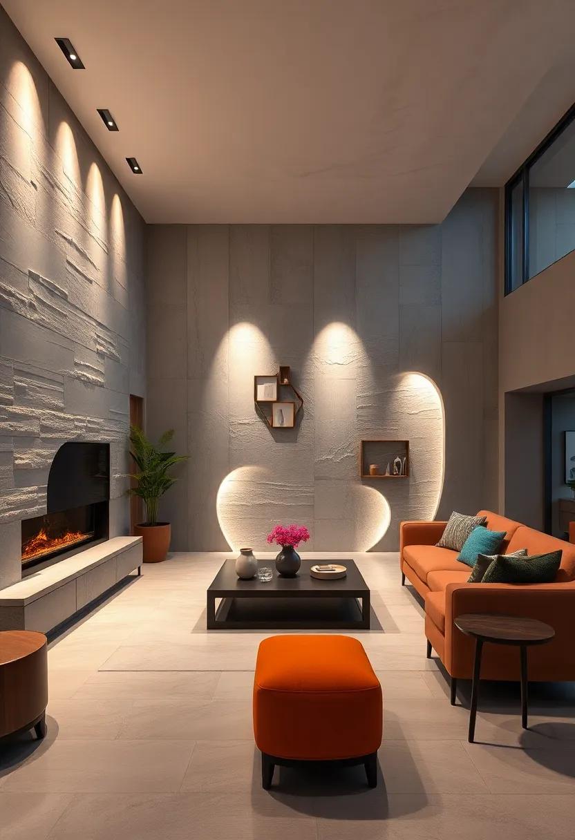 Dynamic Wall Washers Creating Flowing Pools of Light Over Textured Feature Walls