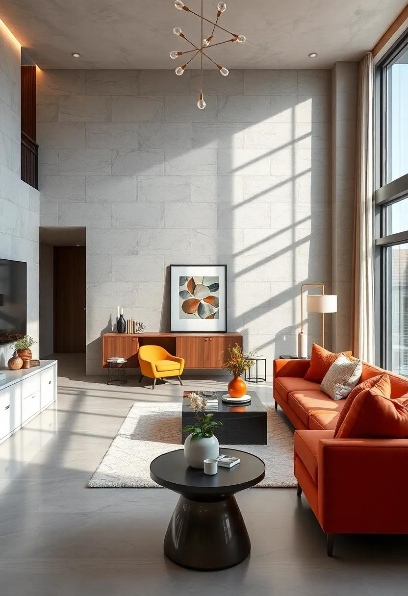 Reflective Surfaces Mirroring Light Sources to Amplify Brightness Across Spacious Rooms