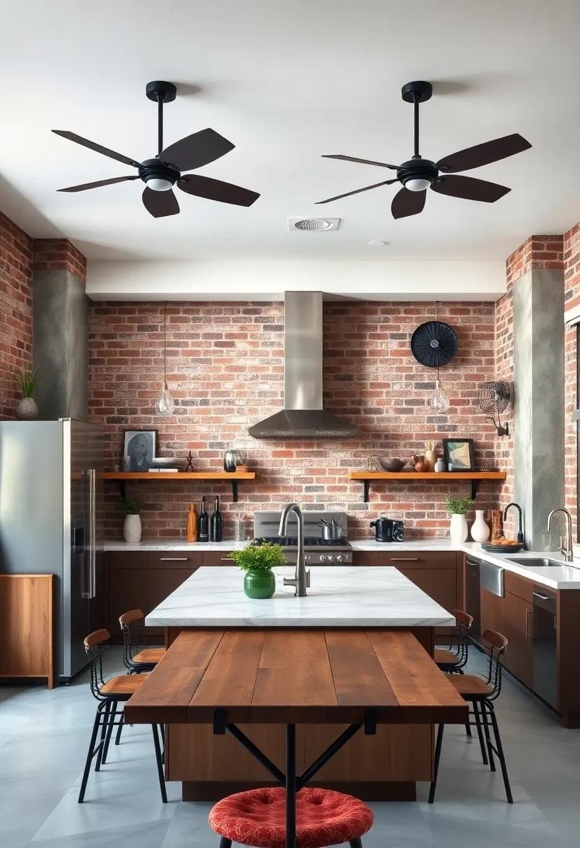 Custom Built-In Wine Racks Set Against Raw Exposed Brick Walls for an Elegant Industrial Kitchen Vibe