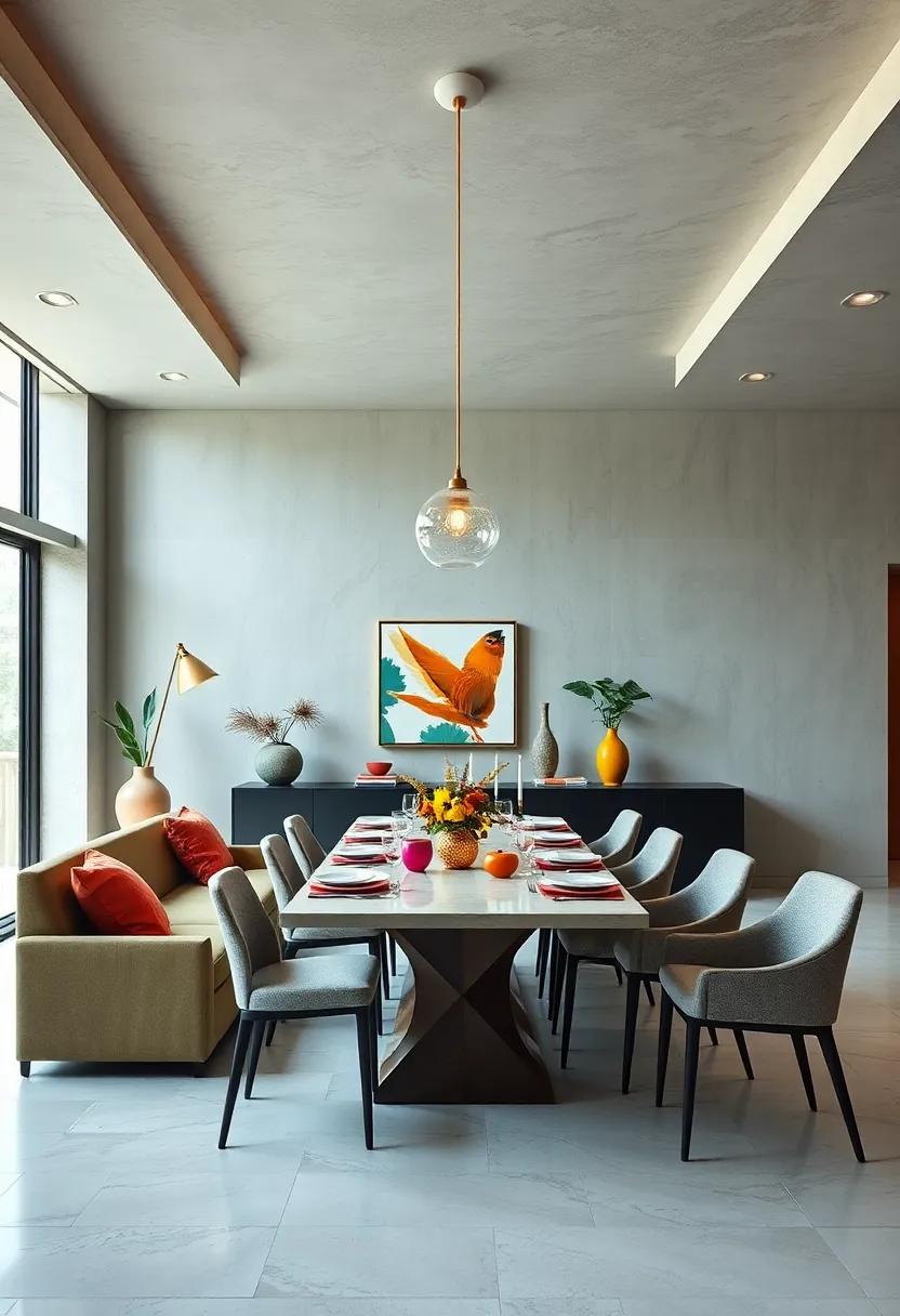 Pop Art Elements Infusing Vibrancy and Playfulness into an Otherwise Sleek Dining Setting