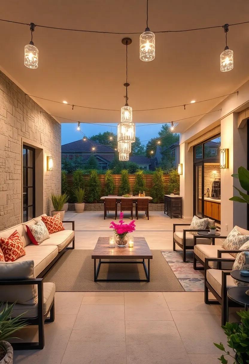 Crystal Prism Fixtures Reflecting Multiple Light Angles for Sparkling Effects Over Modern Outdoor Bars