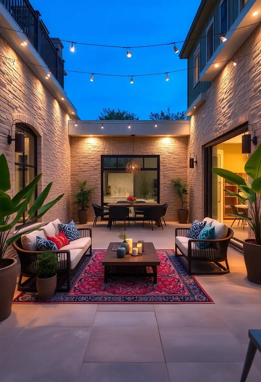 Layered Lighting Combining Spotlights, Ambient, and Accent Lights to Sculpt the Perfect Evening Patio Mood