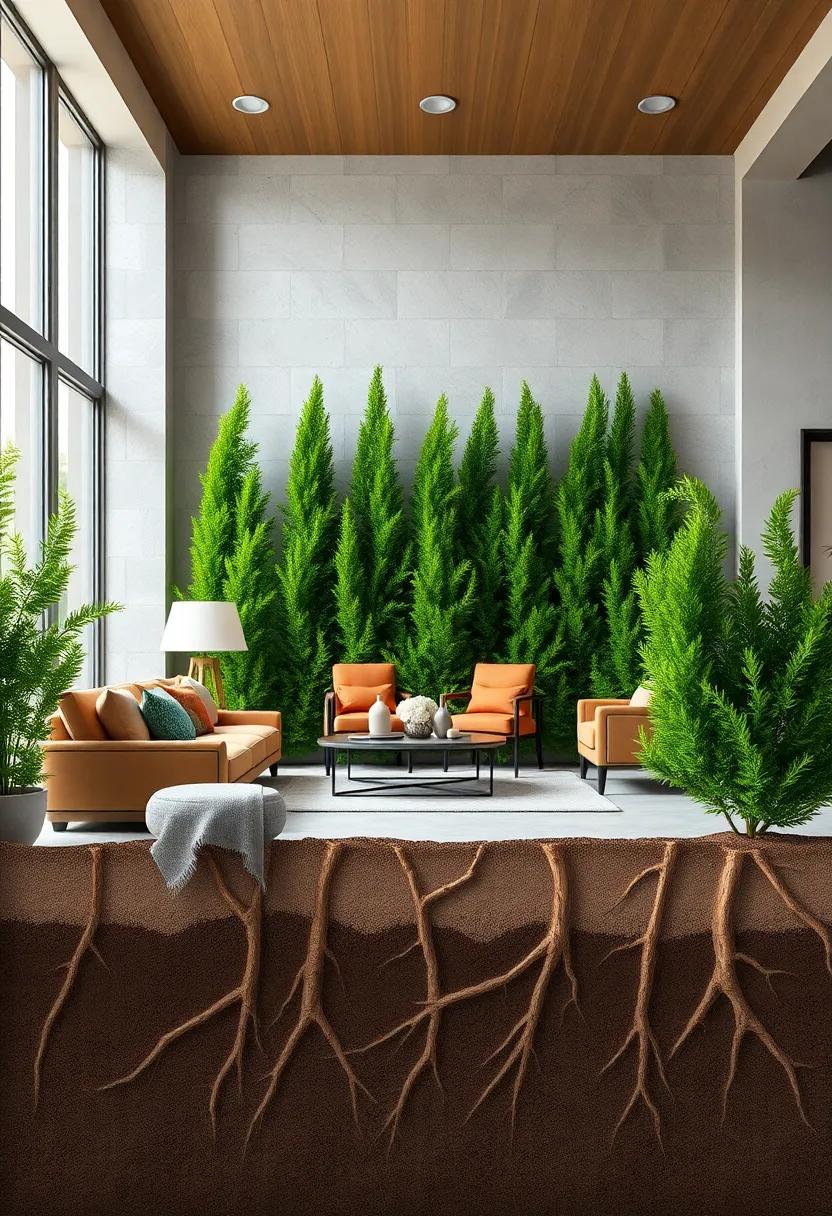 Detailed Cross Section of Arborvitae Trunks and Roots Demonstrating Strong Foundation and Growth