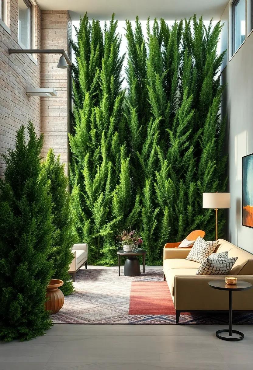 The Whisper of Gentle Breezes Through Tall Arborvitae Hedges Offering Calm and Seclusion