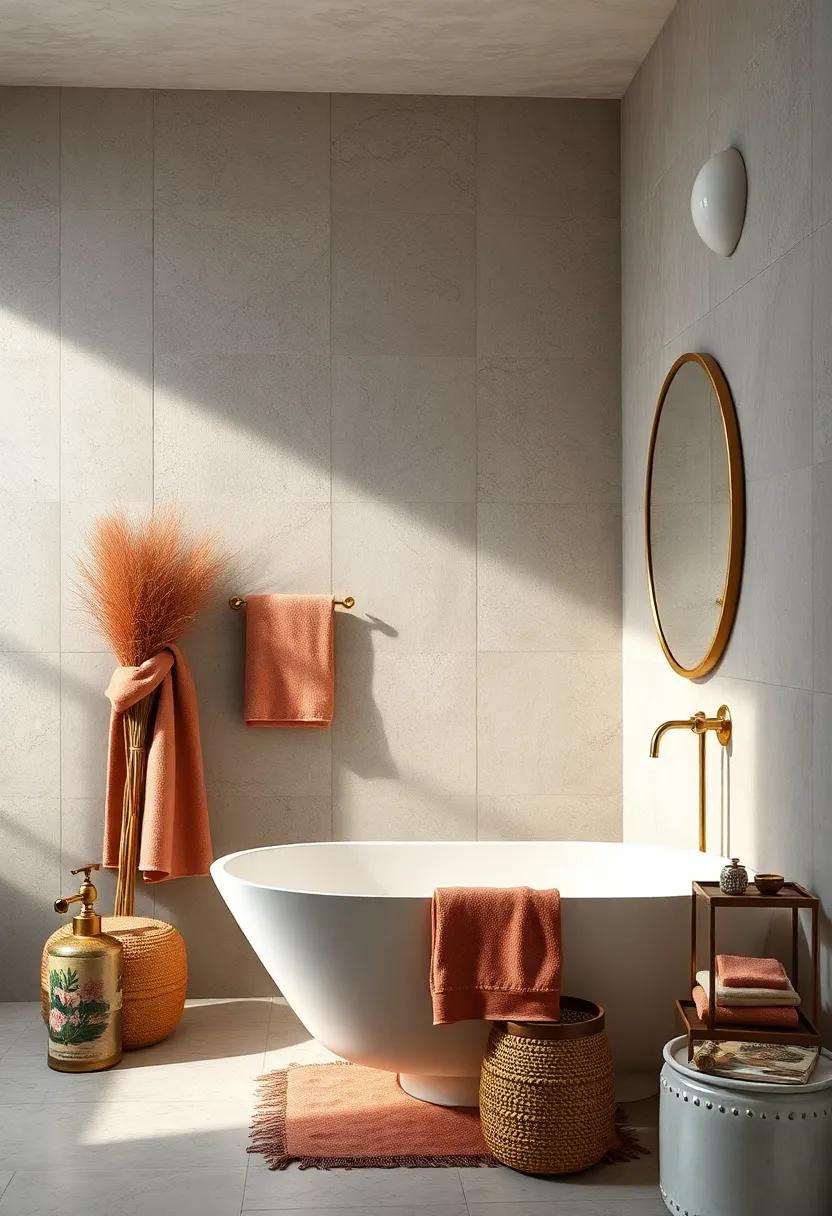 Antique Brass Towel Racks and Curtain Rods Adding Warmth and History to Contemporary Bathrooms