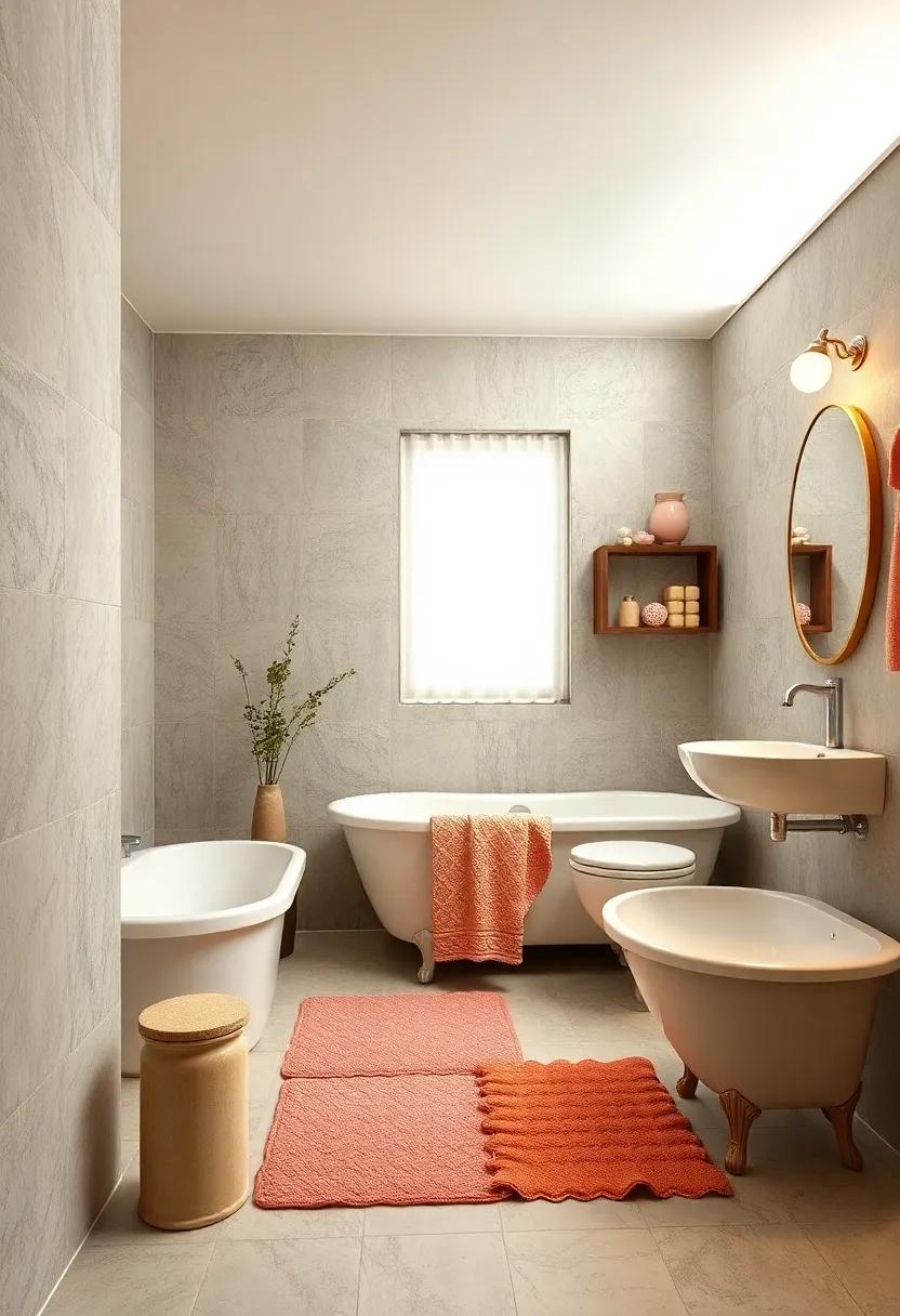 Delicate Lace Shower Caps and Vintage Bath Mats Adding Feminine Touches to Nostalgic Bathrooms